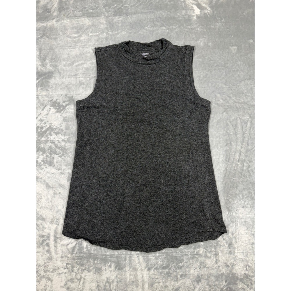 Eileen Fisher Petite Charcoal Gray Marl Mock Neck Sleeveless Top PM